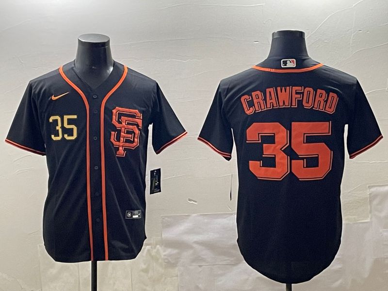 Men San Francisco Giants 35 Crawford Black Game 2025 Nike MLB Jersey style 4